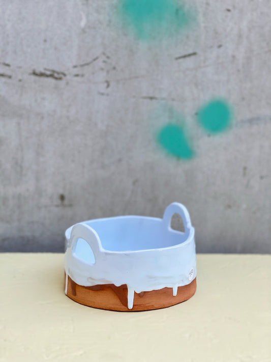 Ljusstake med handtag. Pastellblå