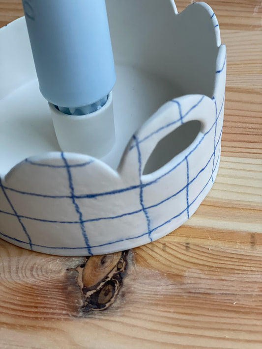 Bubbelljusstake rutig porslin