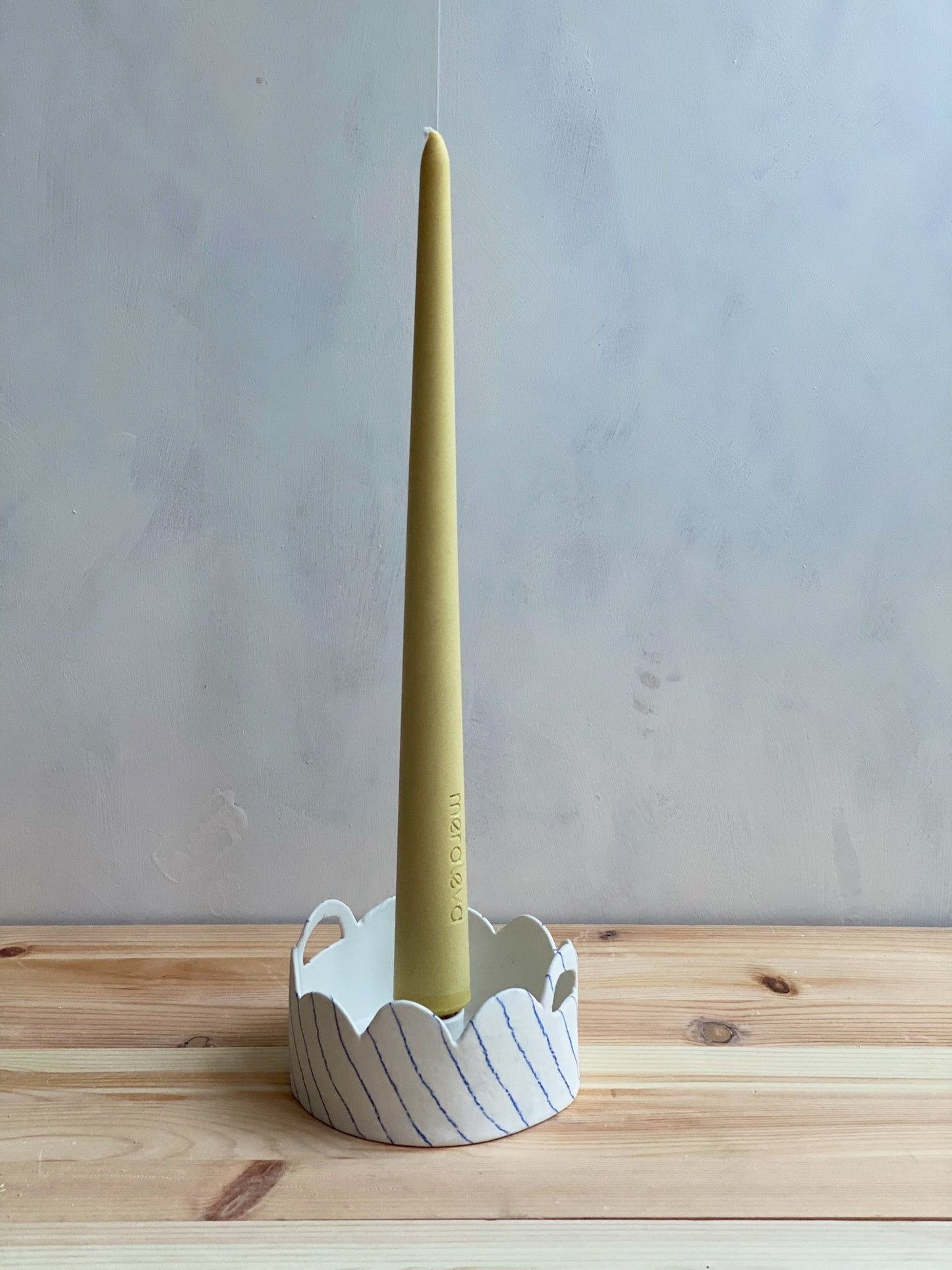 Bubbelljusstake randig porslin